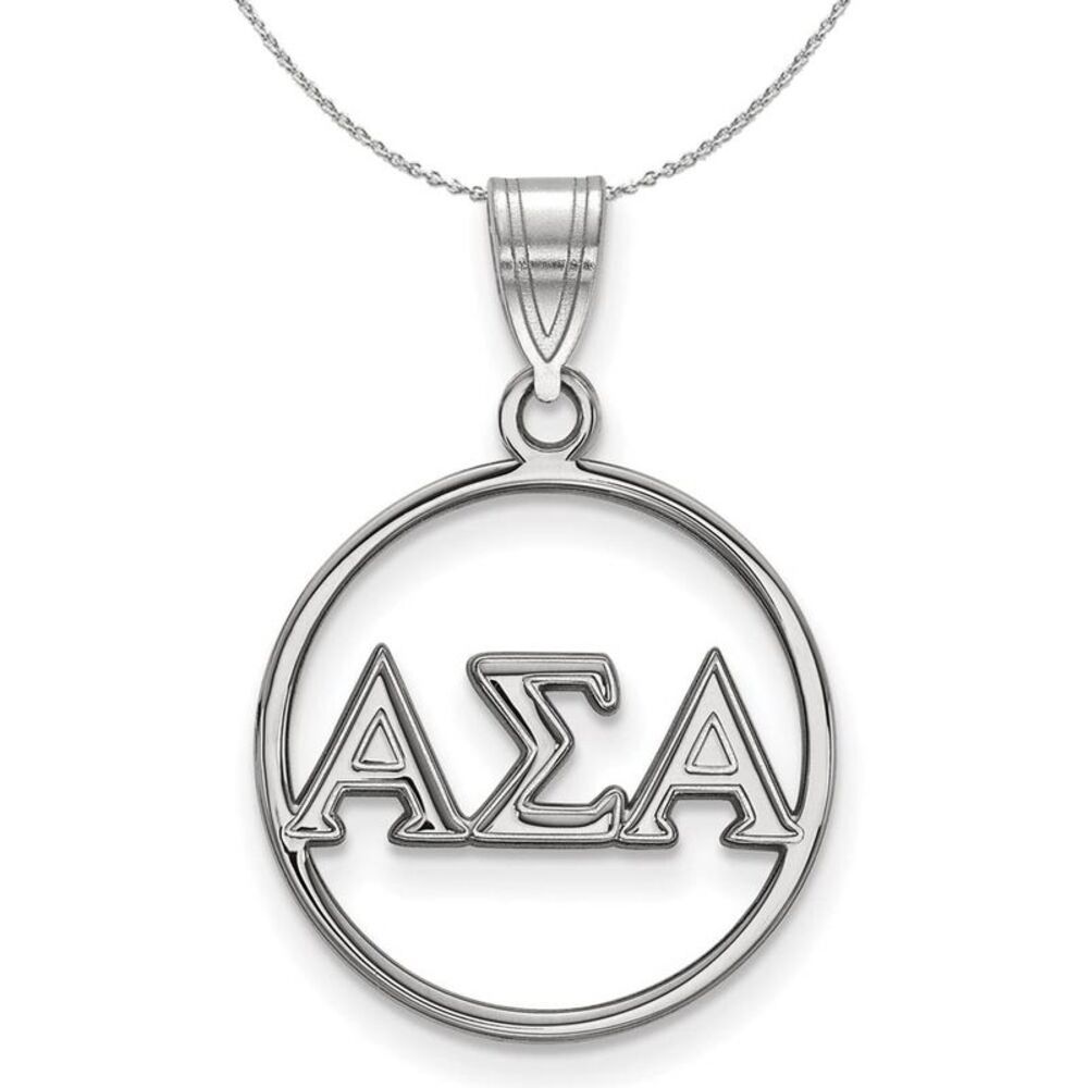 Sterling Silver Alpha Sigma Alpha Small Circle Necklace - 24 Inch
